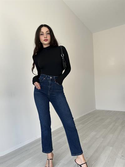 ZRA Likralı Mom Jean (Dark Blue)