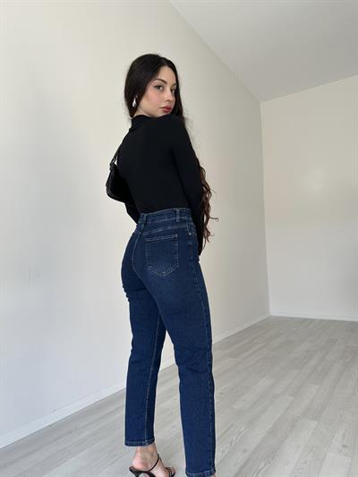 ZRA Likralı Mom Jean (Dark Blue)
