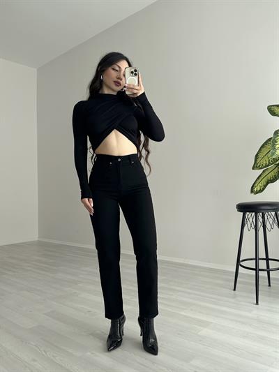 ZRA Likralı Mom Jean Siyah