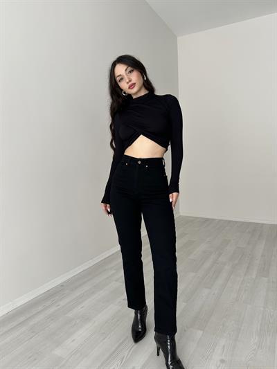 ZRA Likralı Mom Jean Siyah