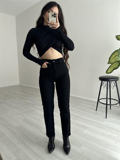 ZRA Likralı Mom Jean Siyah