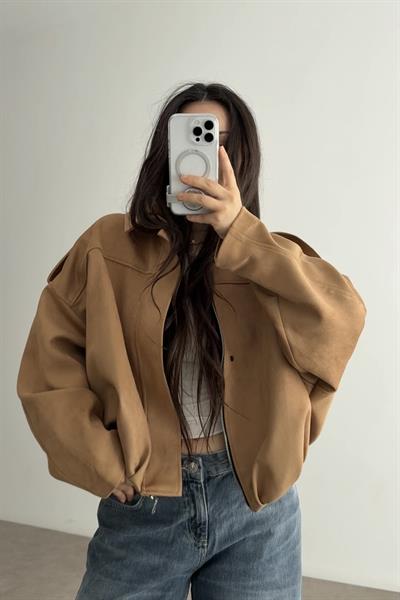 ZRA Model Camel Bomber Süet Ceket