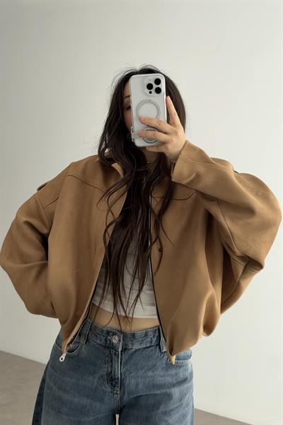 ZRA Model Camel Bomber Süet Ceket