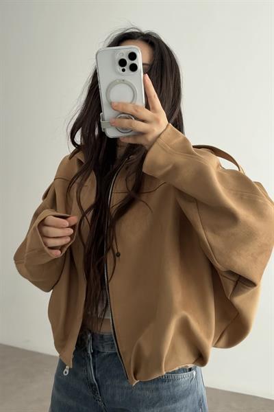 ZRA Model Camel Bomber Süet Ceket