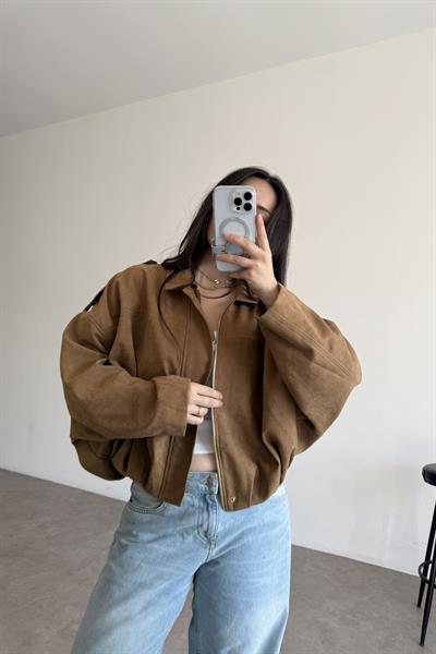 Zra Model Dokulu Süet Birch Bomber Ceket