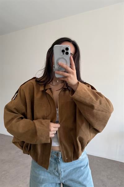 Zra Model Dokulu Süet Birch Bomber Ceket