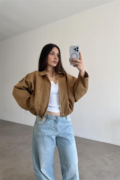 Zra Model Dokulu Süet Birch Bomber Ceket
