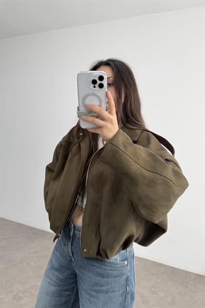 ZRA Model Haki Bomber Süet Ceket