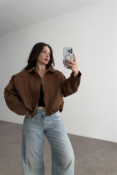 ZRA Model Kahve Bomber Süet Ceket