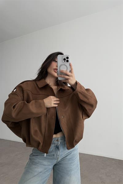 ZRA Model Kahve Bomber Süet Ceket