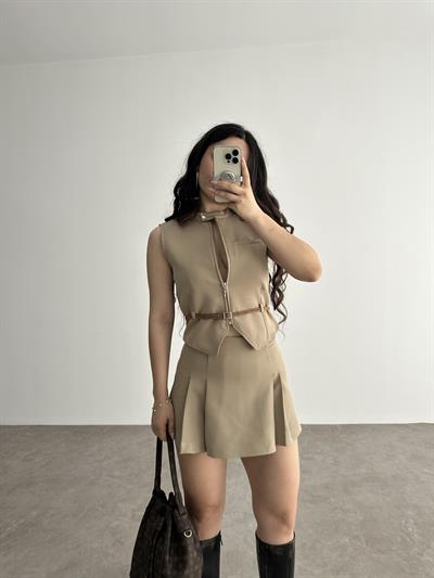 Zra model Kahve Yelekli Takım