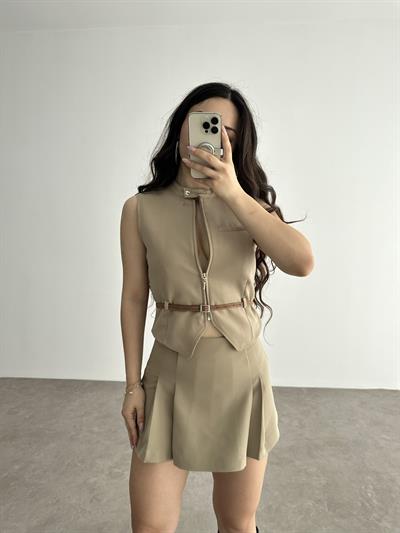 Zra model Kahve Yelekli Takım