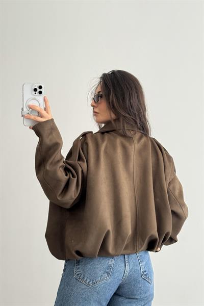 ZRA Model Kahve Bomber Süet Ceket