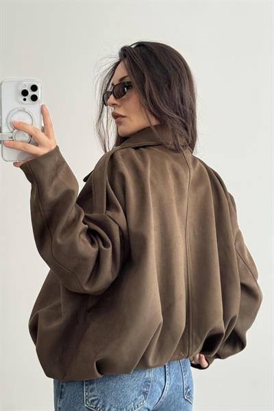 ZRA Model Kahve Bomber Süet Ceket
