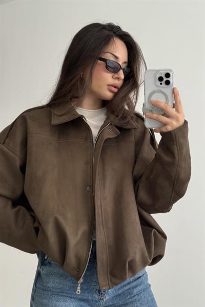 ZRA Model Kahve Bomber Süet Ceket