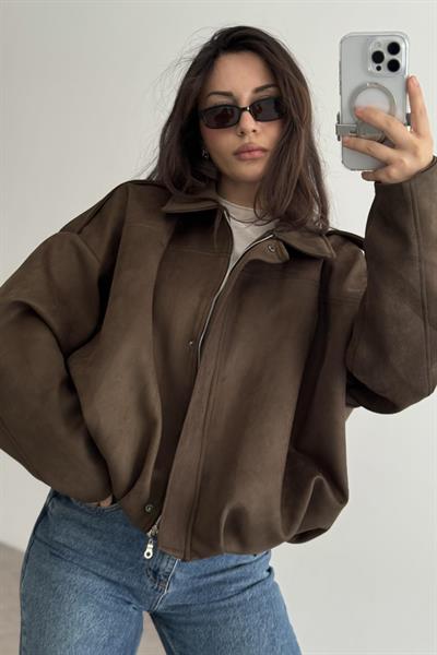 ZRA Model Kahve Bomber Süet Ceket