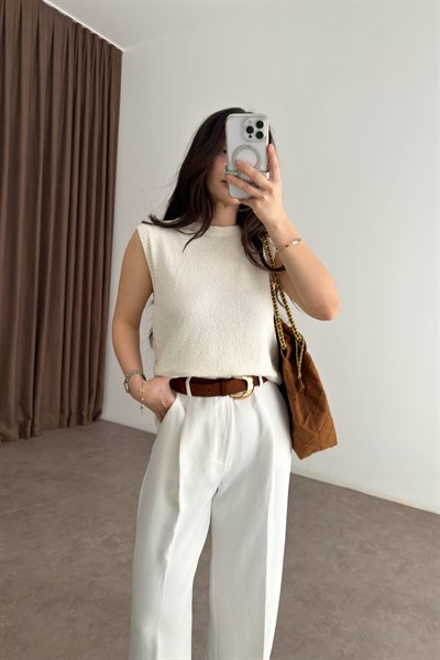 Zra Model Kolsuz Triko Bluz White