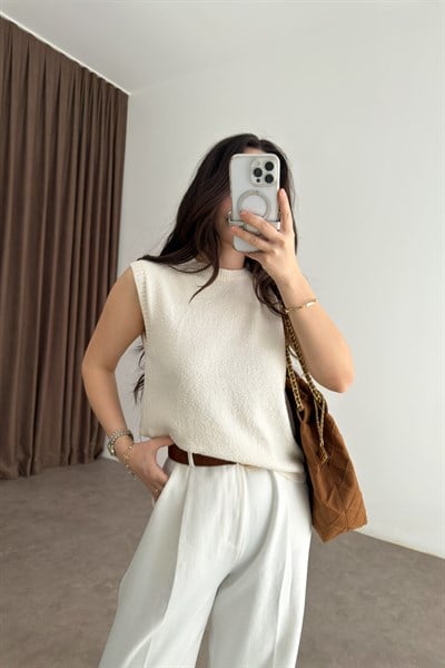 Zra Model Kolsuz Triko Bluz White