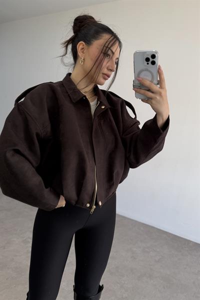 ZRA Model Premium Acı Kahve Bomber Süet Ceket