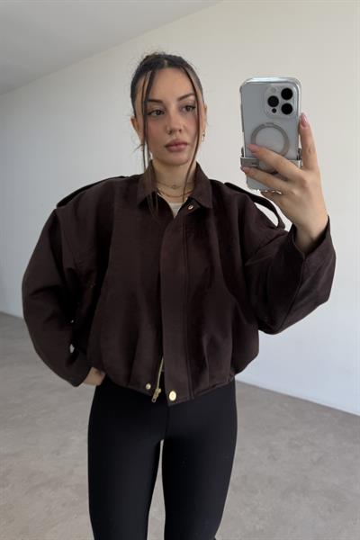 ZRA Model Premium Acı Kahve Bomber Süet Ceket