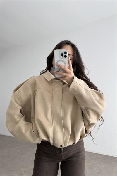 ZRA Model Premium Bej Bomber Süet Ceket