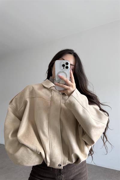 ZRA Model Premium Bej Bomber Süet Ceket