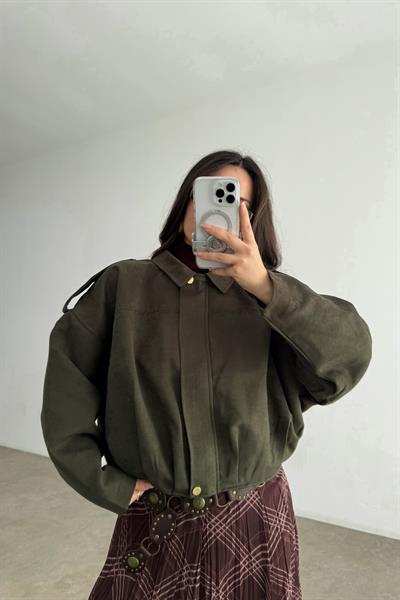 ZRA Model Premium Koyu Haki Bomber Süet Ceket