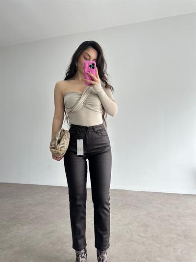 ZRA Mumlu Mom Fit Jean Acı Kahve