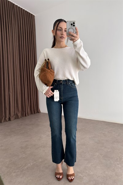 ZRA Orijinal Bilek Flare Vintage Mavi Jean