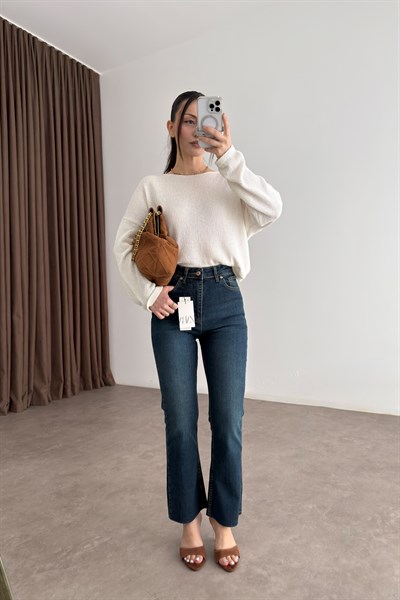 ZRA Orijinal Bilek Flare Vintage Mavi Jean