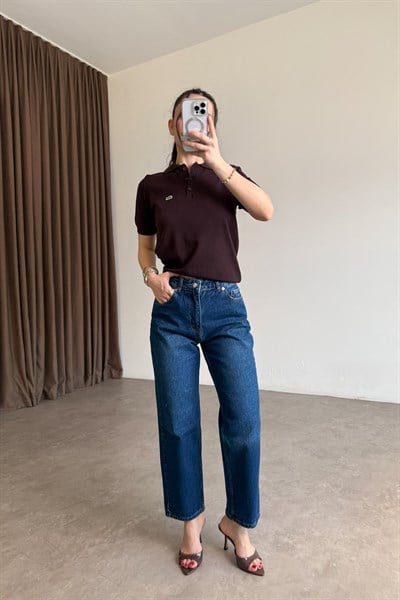 Zra Orijinal Dikişli Paça Mom Koyu Mavi Jean 