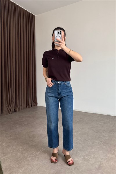 Zra Orijinal Dikişli Paça Mom Orta Mavi Jean 