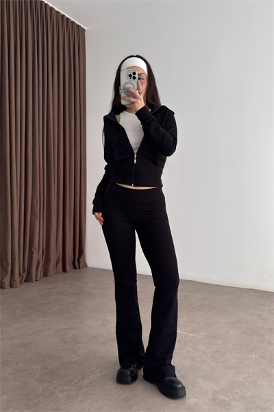 Zra Orijinal Flare Tayt Üst Siyah Takım 