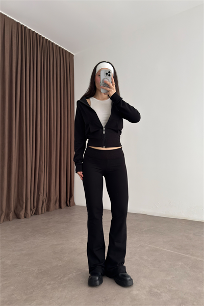 Zra Orijinal Flare Tayt Üst Siyah Takım 