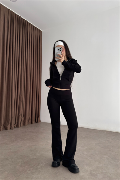 Zra Orijinal Flare Tayt Üst Siyah Takım 