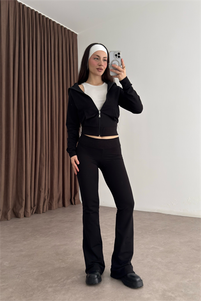 Zra Orijinal Flare Tayt Üst Siyah Takım 