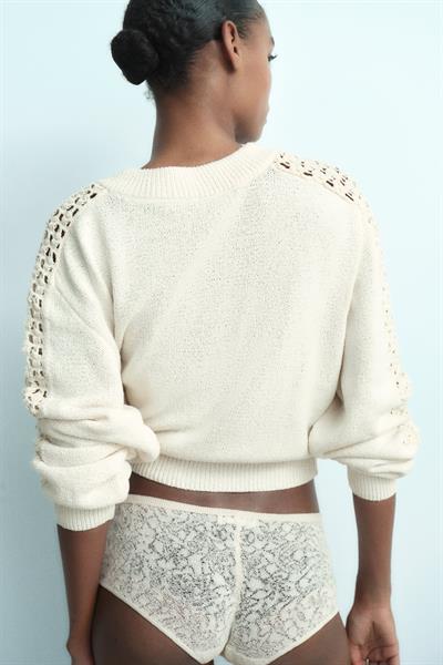 Orijinal Merserize Zr. Örgü Ekru Hırka