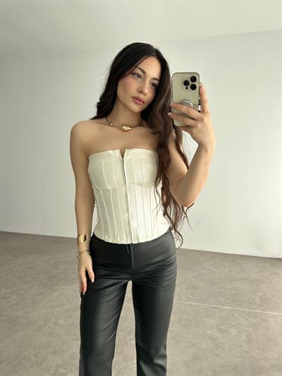 Orijinal Metalik Zr Denim Korse Top