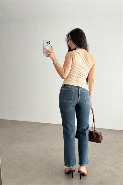 Zra Orijinal Normal Bel Bilek Boy Jean Dark Blue