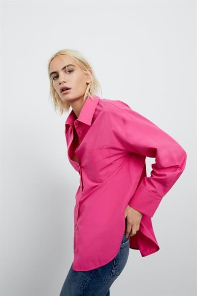 ZRA Orijinal Poplin Pembe Gömlek