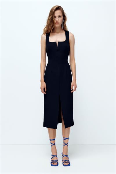 ZRA Orijinal v Pencereli Midi Elbise