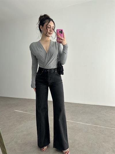 ZRA Orijinal Wide Leg Koyu Füme Jean