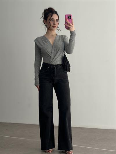 ZRA Orijinal Wide Leg Koyu Füme Jean