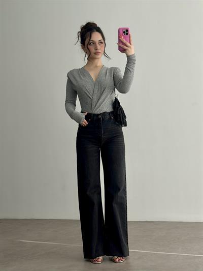 ZRA Orijinal Wide Leg Koyu Füme Jean