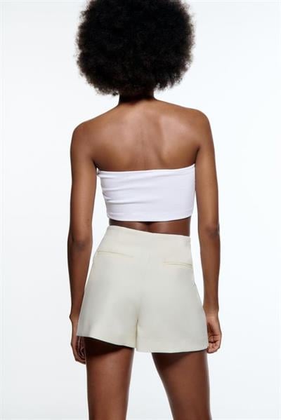 ZRA Orijinal Yuvarlak Kesim Ekru Şort Etek
