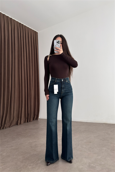 Zra Orj. Ütü Detaylı Flare Vintage Mavi Jean 