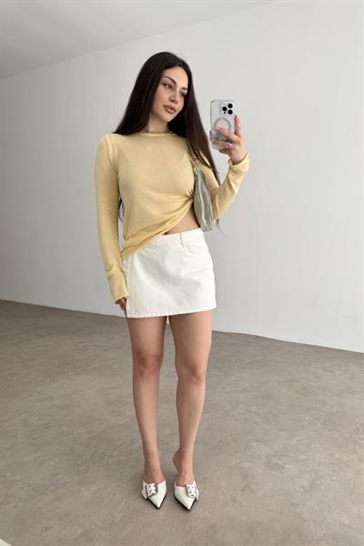 ZRA Orj. Ekru Denim Şort Etek