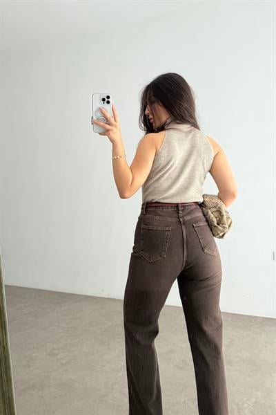 Zra Orj. Yüksek Belli KahveYıkamalı Straightleg  Jean