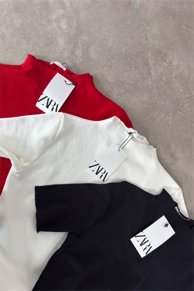 Zra Orj. Dik Yakalı Kırmızı Triko Bluz 