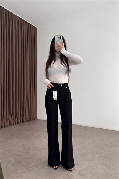 Zra Orj. Ütü Detaylı Flare Siyah Jean 